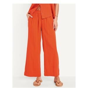 Old Navy Pants Womens Size XS Orange Wide Leg Cropped Lightweight Coastal Beach